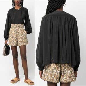 NWT Forte Forte Long Sleeve Voile Bohemian Collar Shirt Black Size: Small